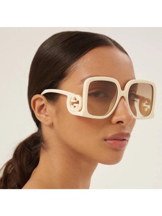 Gucci Interlocking-G GG1326S 002 oversize-frame cream sunglasses main image 8